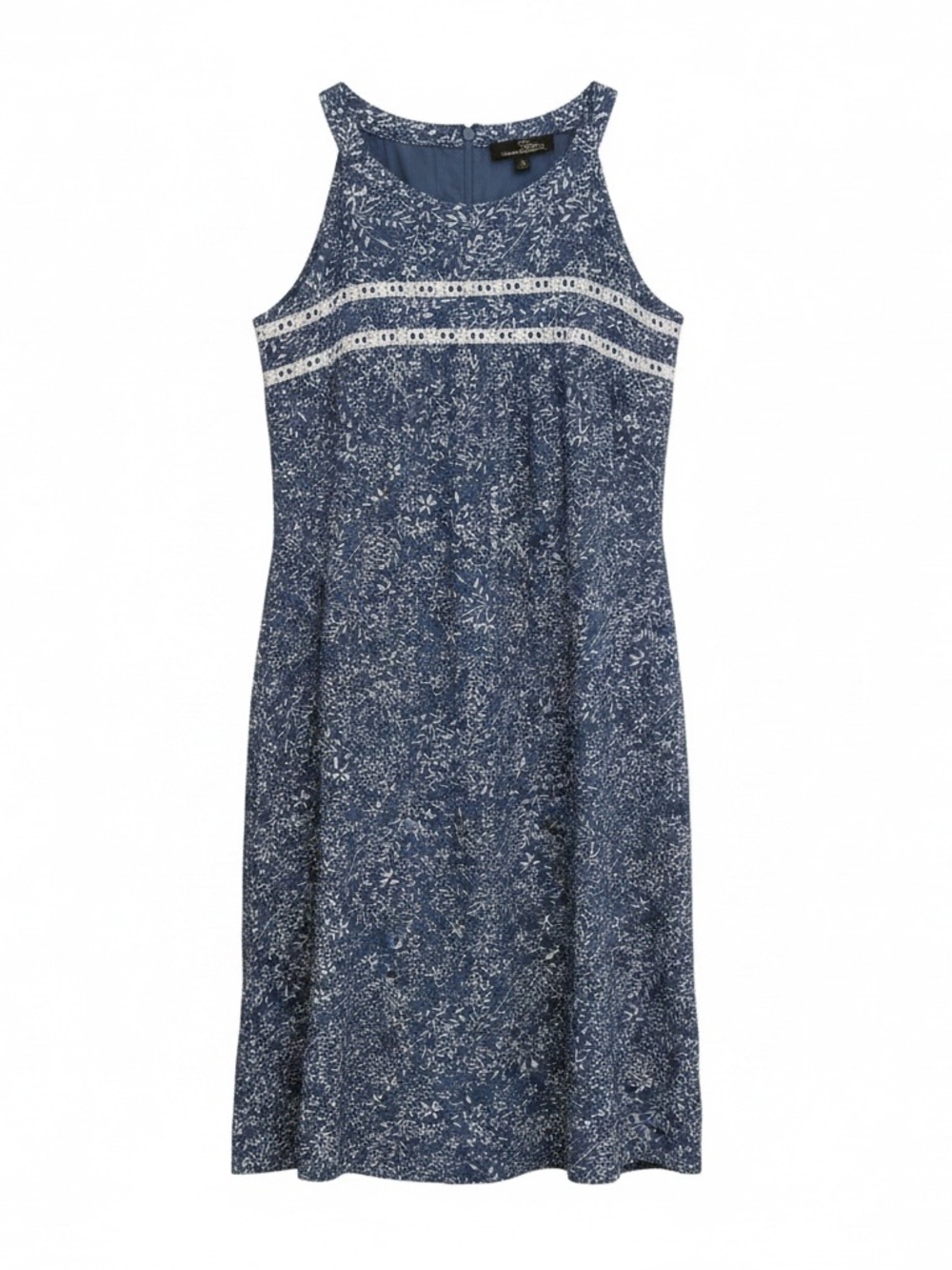 Suzanne Betro blue floral midi dress with white floral print Size XL